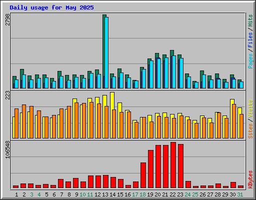Daily usage for May 2025